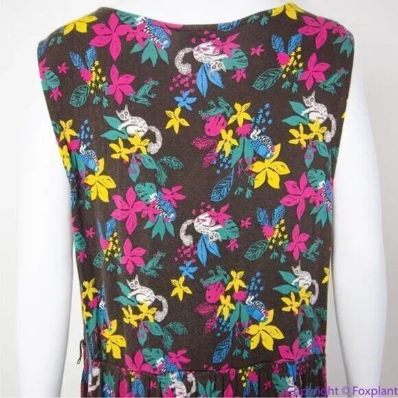 Modcloth Jungle Print Knit Dress, white cat blue bird,‎ ring tailed lemur, XL - Picture 6 of 16